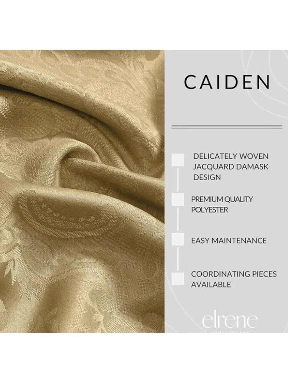 NEW Caiden Round Gold Tablecloth 90” Beautiful Paisley Pattern